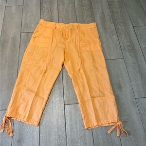 Guess 100% Linen Orange Drawstring Pants Size 32